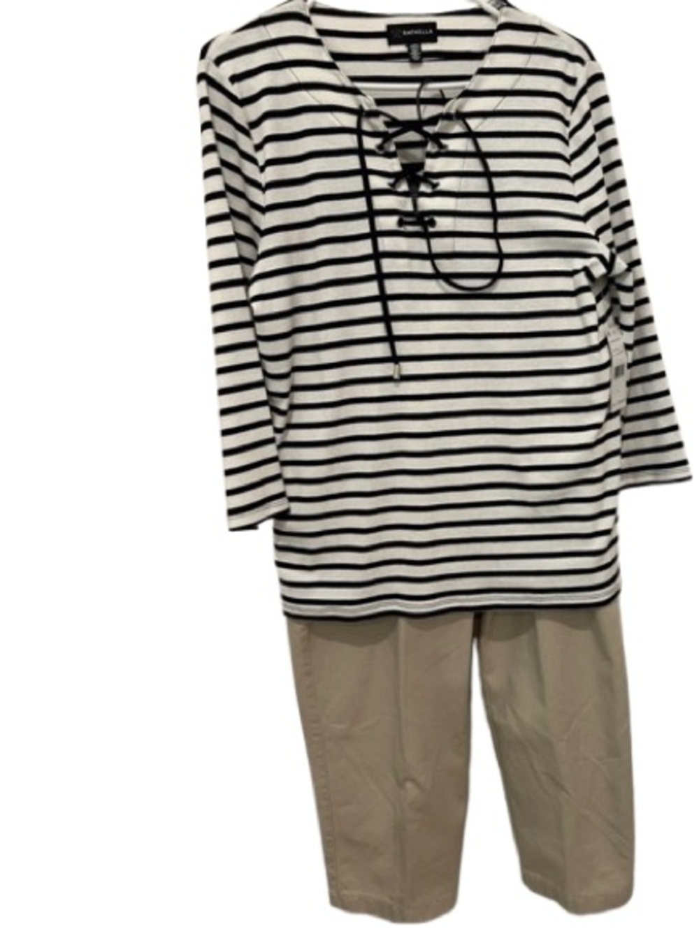2 Pieces: L. L. Bean Women's Straight-Leg Capris AND Rafaella NWT Striped Top